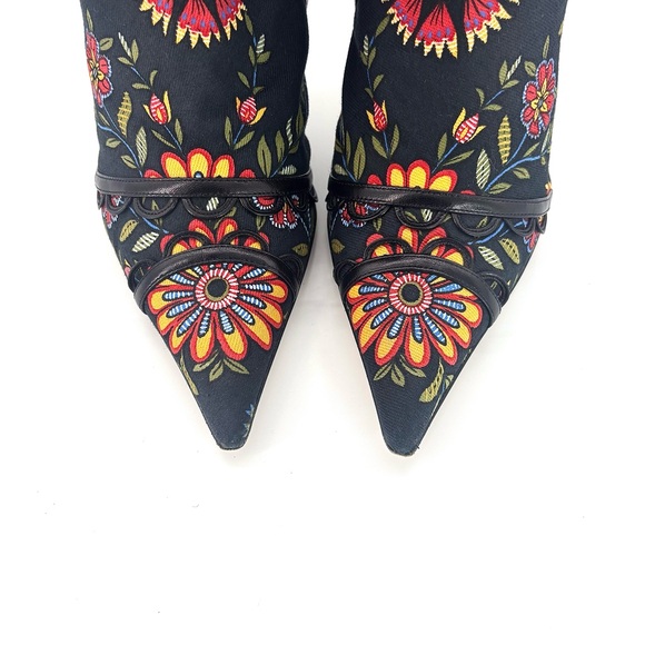 Christian Dior SS 2002 Galliano Floral Print Pointed Toe Stiletto Boots 39.5 - Picture 7 of 11
